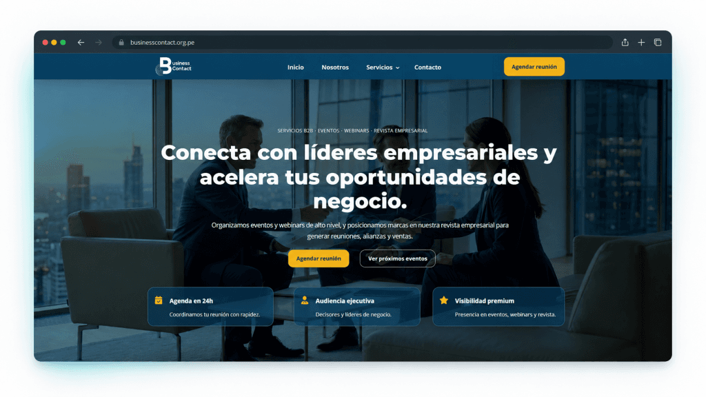 Captura del sitio Business Contact